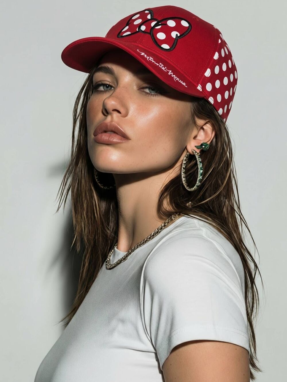 🔸️Disney Red w/White Polka Dots & Bow Adjustable Minnie Mouse Baseball Hat